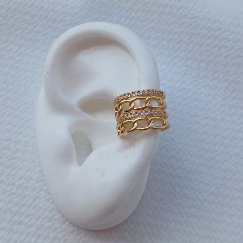 Earcuff cuatro lineas trensado