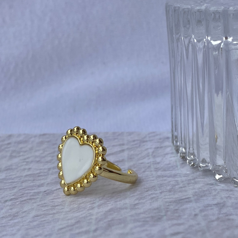 Anillo corazón blanco grande