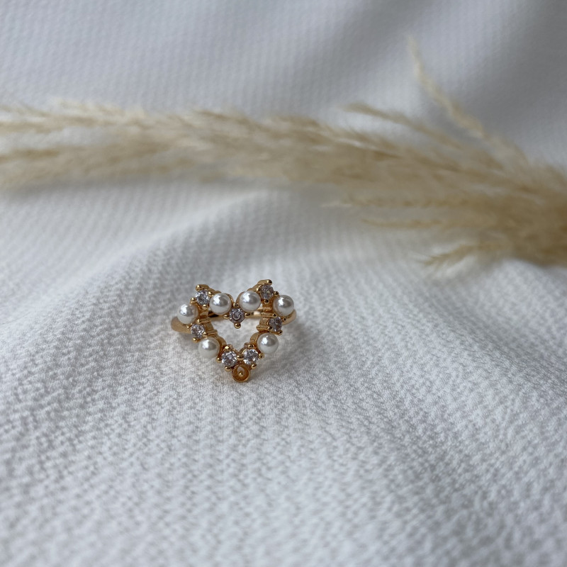 Anillo corazón perla